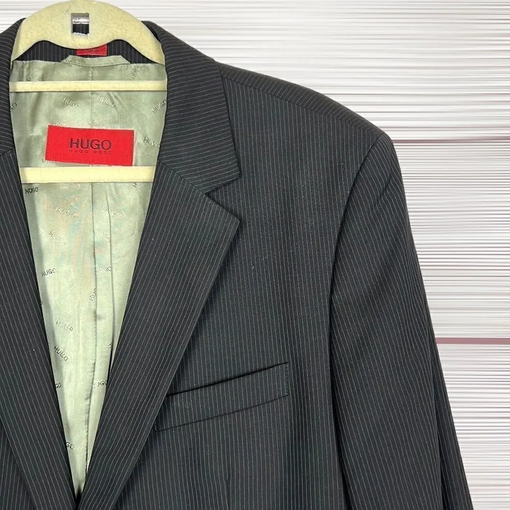 HUGO by HUGO BOSS Wool Striped Single Breasted Blazer Two Button Suit Jacket 42R